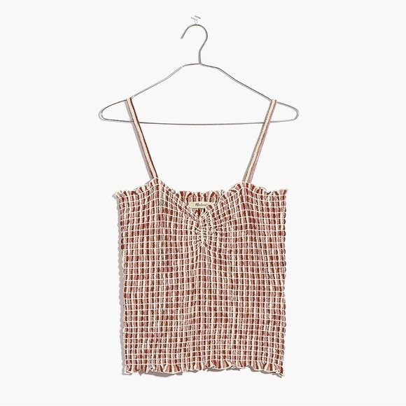 MADEWELL Superlight Jacquard Smocked Tank Top in Stripe - Picture 2 of 4